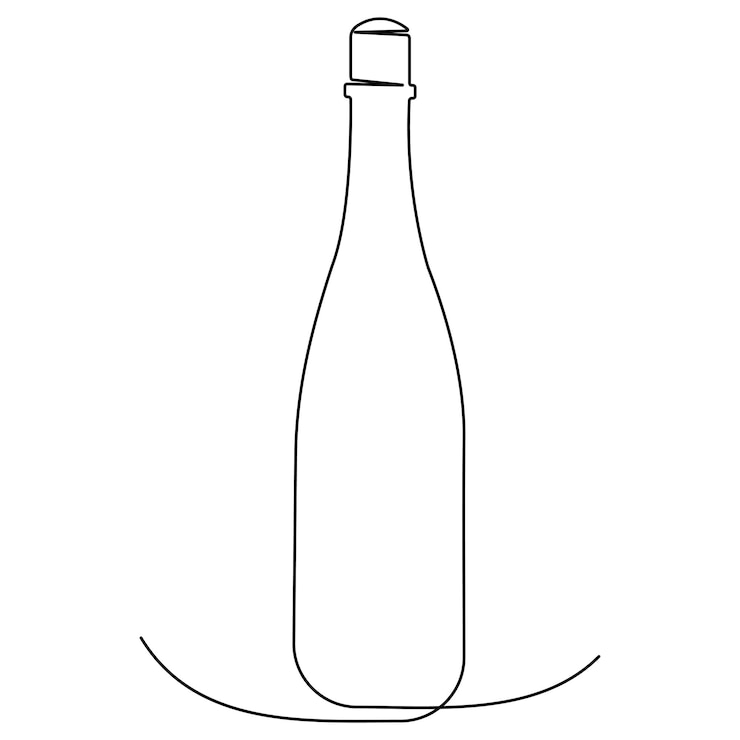 Vector dibujo artístico continuo de una sola línea de una botella de vino, una bebida alcohólica en un vector de contorno de estilo doodle