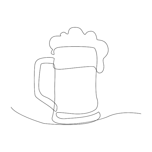 Dibujo artístico continuo de una sola línea de botella de vino bebida alcohólica en vector de contorno de estilo