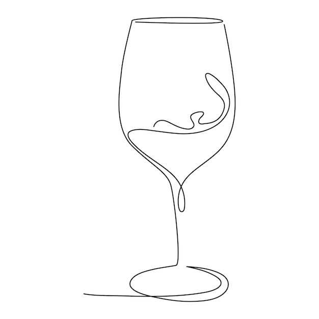 Dibujo artístico continuo de una sola línea de botella de vino bebida alcohólica en vector de contorno de estilo
