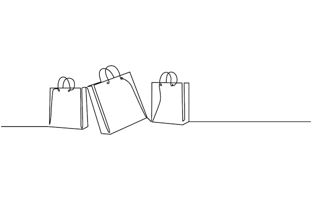 Dibujo artístico continuo de una sola línea concepto de Black Friday Ilustración vectorial de Doodle Black Friday