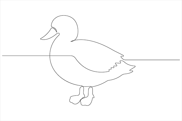 Dibujo artístico continuo de una sola línea del concepto de pato de mascota ilustración vectorial del contorno