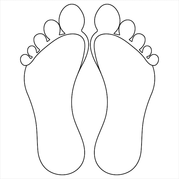 Dibujo artístico continuo de una sola línea del concepto de vector de órgano humano de la planta del pie