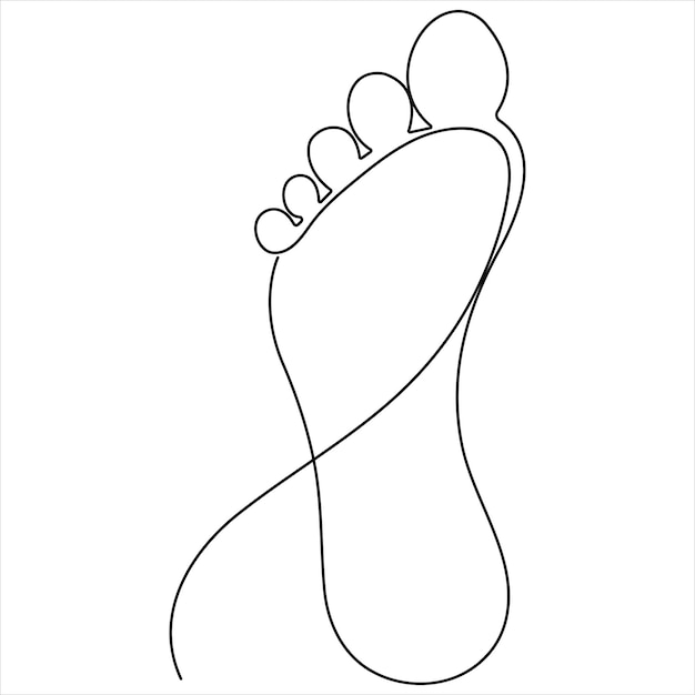Dibujo artístico continuo de una sola línea del concepto de vector de órgano humano de la planta del pie