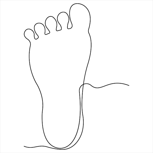 Dibujo artístico continuo de una sola línea del concepto de vector de órgano humano de la planta del pie
