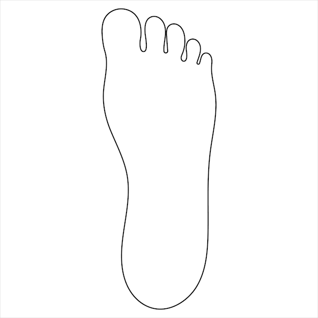Dibujo artístico continuo de una sola línea del concepto de vector de órgano humano de la planta del pie