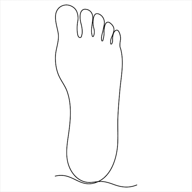 Dibujo artístico continuo de una sola línea del concepto de vector de órgano humano de la planta del pie