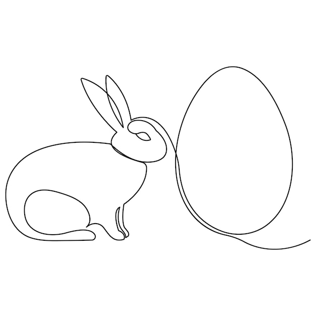 Dibujo artístico continuo de una sola línea de conejito de Pascua y vector de conejo adorable