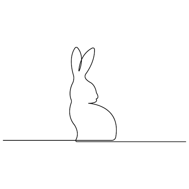 Dibujo artístico continuo de una sola línea de conejito de Pascua y vector de conejo adorable