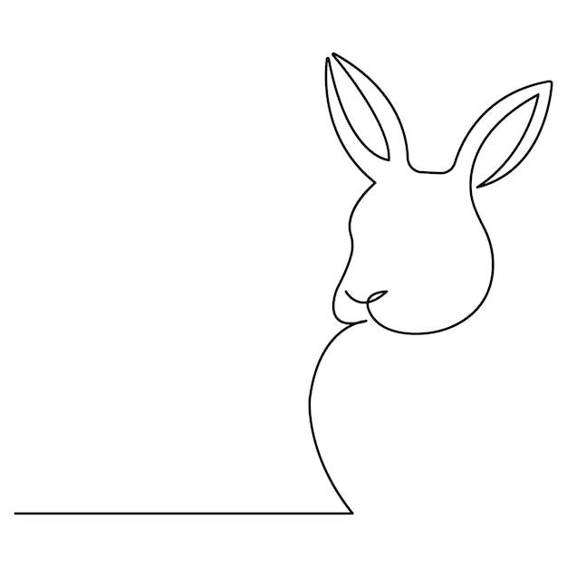 Dibujo artístico continuo de una sola línea del conejo de pascua y el vector del conejo lindo