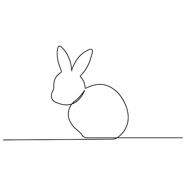 Dibujo artístico continuo de una sola línea del conejo de Pascua y el vector del conejo lindo