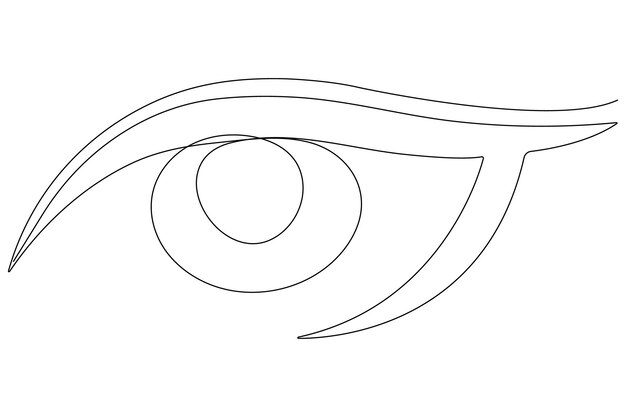 Dibujo artístico continuo de una sola línea del diseño del ojo humano Ilustración de arte vectorial de contorno