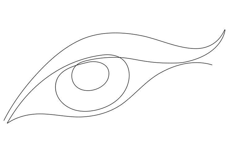 Vector dibujo artístico continuo de una sola línea del diseño del ojo humano ilustración de arte vectorial de contorno
