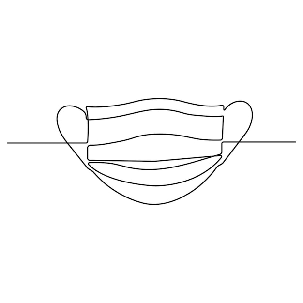 Dibujo artístico continuo de una sola línea del icono de la máscara y la ilustración vectorial de arte de contorno