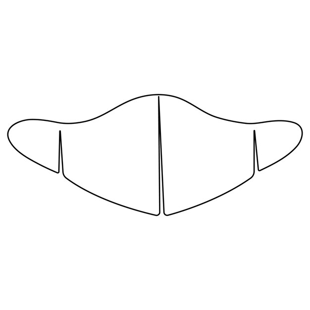 Dibujo artístico continuo de una sola línea del icono de la máscara y la ilustración vectorial de arte de contorno