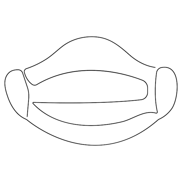 Dibujo artístico continuo de una sola línea del icono de la máscara y la ilustración vectorial de arte de contorno