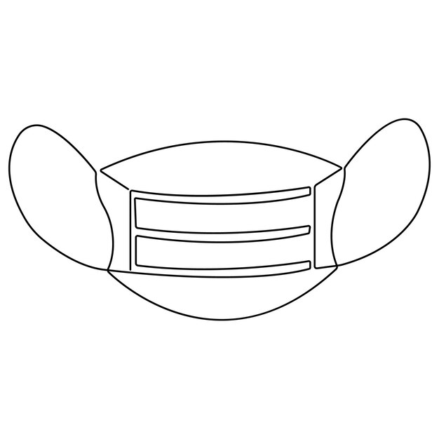 Dibujo artístico continuo de una sola línea del icono de la máscara y la ilustración vectorial de arte de contorno