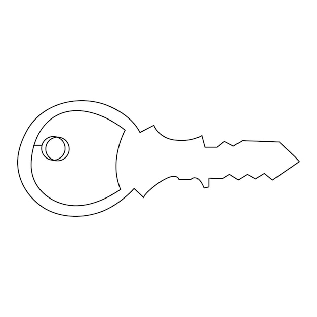 Dibujo artístico continuo de una sola línea de la ilustración vectorial del contorno de la llave de cerradura