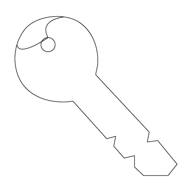 Dibujo artístico continuo de una sola línea de la ilustración vectorial del contorno de la llave de cerradura