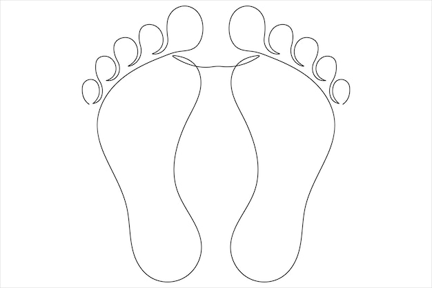 Dibujo artístico continuo de una sola línea de la ilustración vectorial del icono de la huella humana
