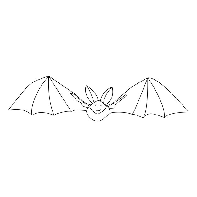 Dibujo artístico continuo de una sola línea de un lindo murciélago volador para el vector de contorno