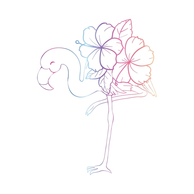 Dibujo artístico continuo de una sola línea de un pájaro flamenco