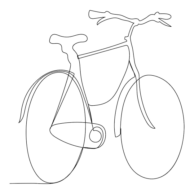 Dibujo artístico continuo de una sola línea vectorial e ilustración de una línea de bicicleta