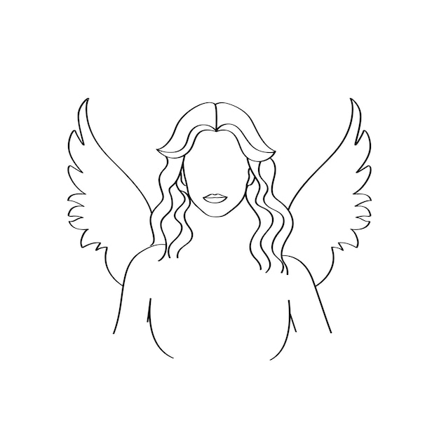 Vector un dibujo artístico de la línea de un ángel femenino