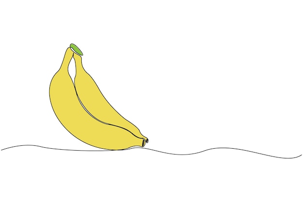 Dibujo artístico de línea continua minimalista del contorno vectorial de la fruta del plátano