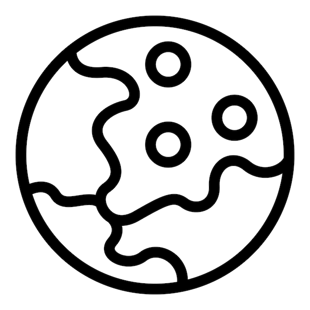 Dibujo artístico sencillo en blanco y negro del ícono del planeta Tierra