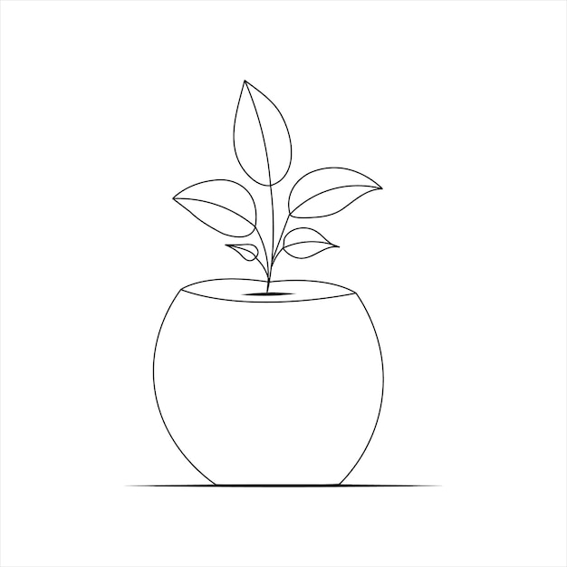 dibujo artístico simple del contorno del árbol de caucho