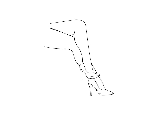 El dibujo artístico de una sola línea de Girl's Legs continúa la ilustración vectorial de línea