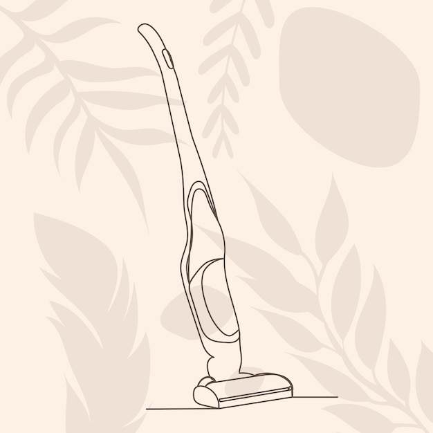 Dibujo de aspiradora por una línea continua en el vector de fondo abstracto