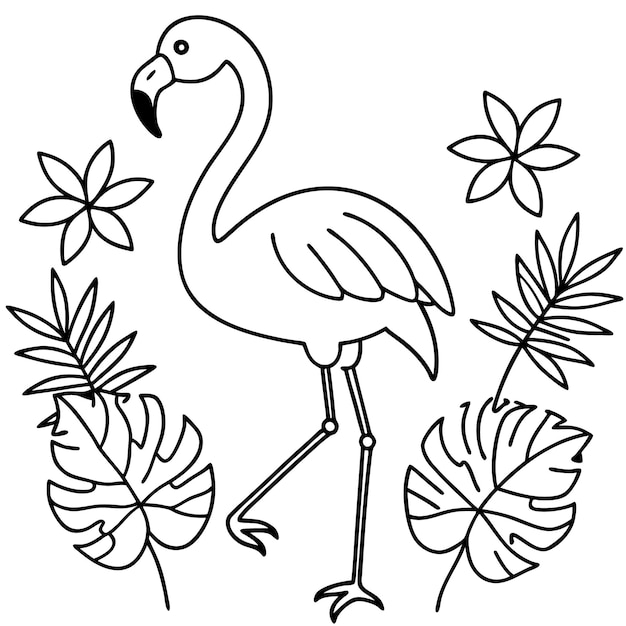 un dibujo de un ave con flores y un pájaro en él