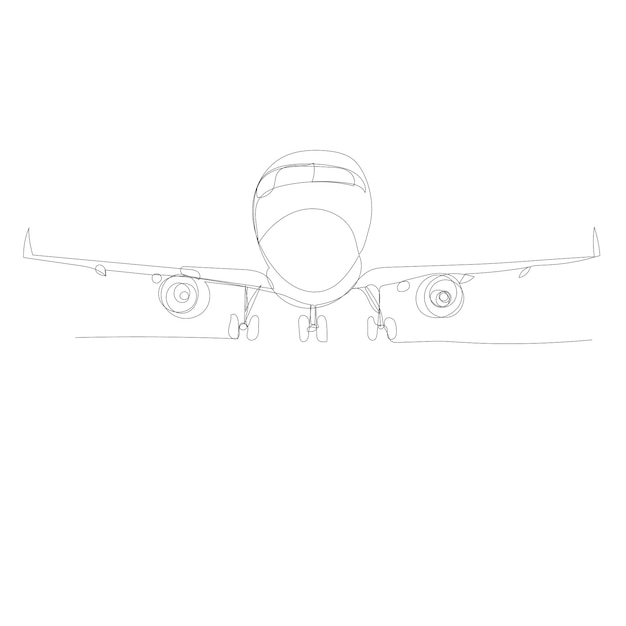 Dibujo de avión en una línea continua.