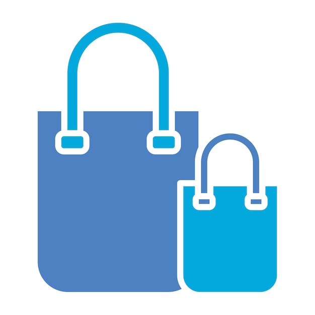 un dibujo azul y blanco de una bolsa con manijas y mangos