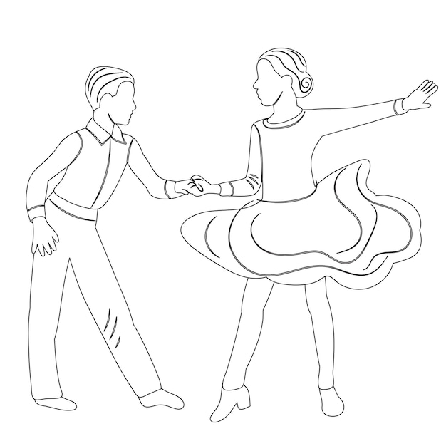 Dibujo de baile de salón para niños en vector aislado de fondo blanco