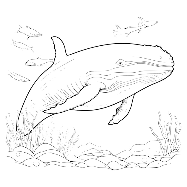 Dibujo de ballena azul para colorear