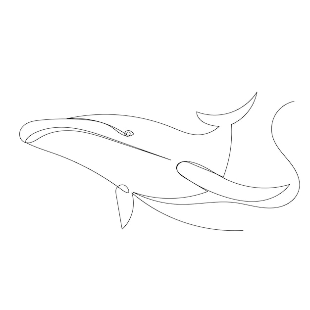 Dibujo de ballena por una línea continua, boceto