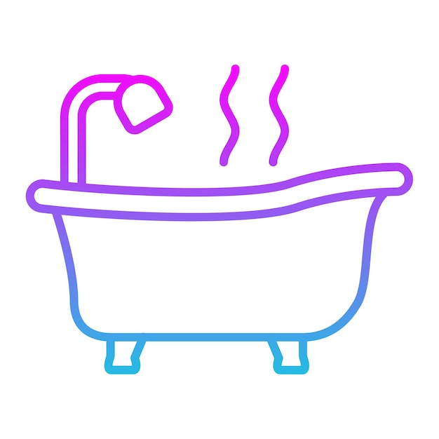 un dibujo de una bañera con una línea rosa y azul