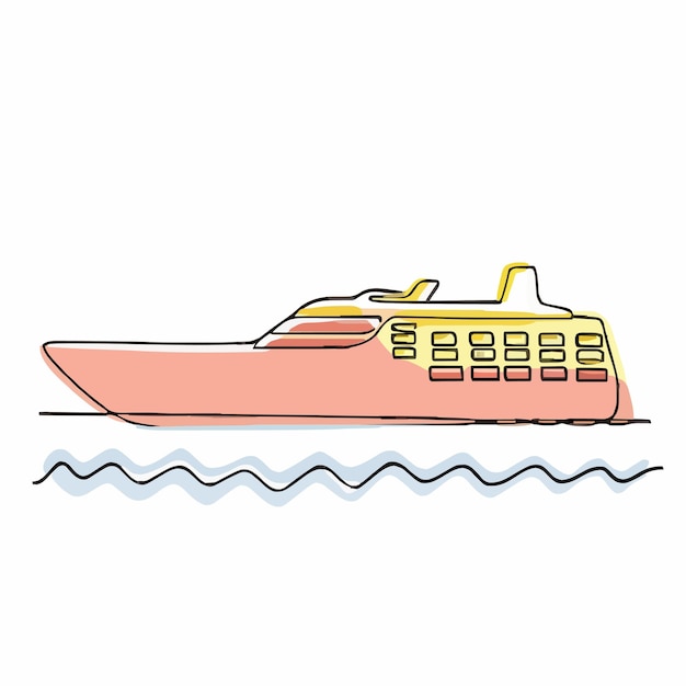 un dibujo de un barco con un casco amarillo y la palabra la palabra en él
