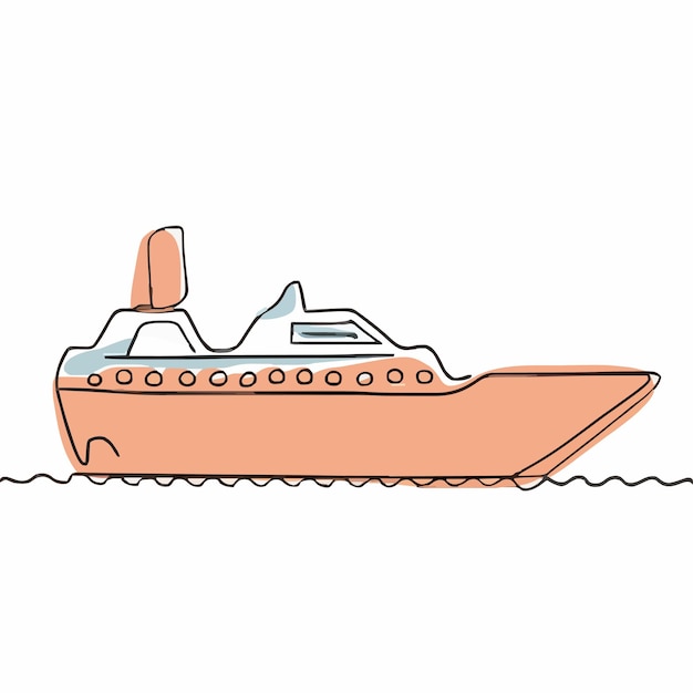 un dibujo de un barco con una parte superior roja y una parte inferior roja