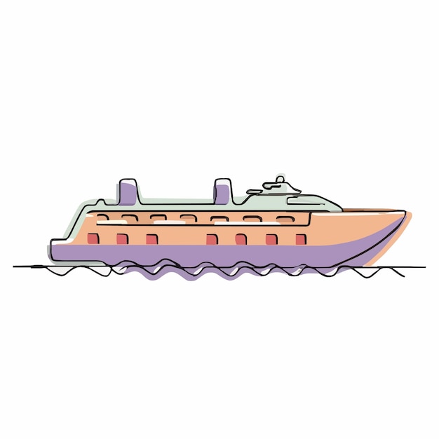 un dibujo de un barco que tiene una franja púrpura en él