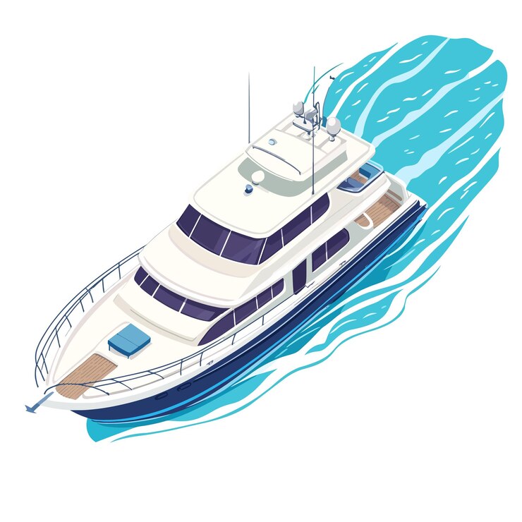 Vector un dibujo de un barco que tiene la palabra yate en él