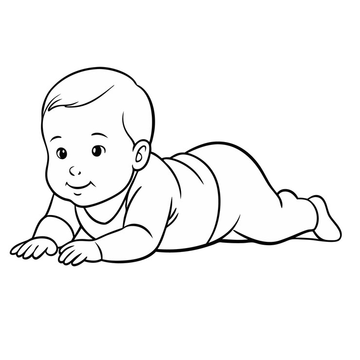 Vector un dibujo de un bebé acostado en el suelo con un fondo blanco