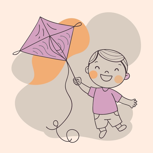 un dibujo de un bebé sosteniendo un cometa con una imagen de un niño sosteniendo una cuerda con la palabra "baby"