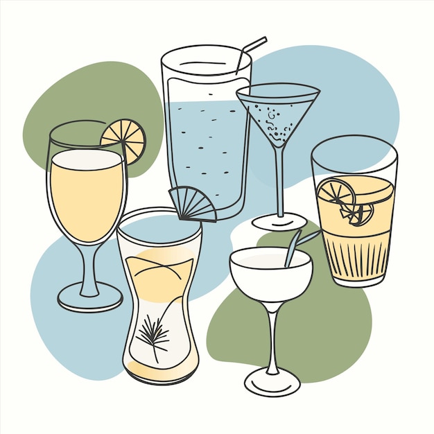 un dibujo de bebidas que incluyen limonada limonada lemonada y limón