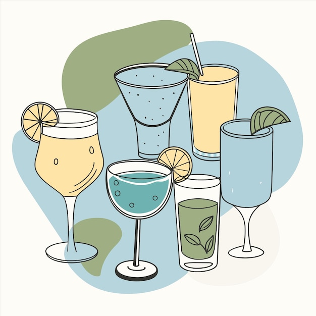 un dibujo de bebidas que incluyen limonada limonada lemonada y limonada