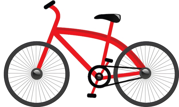 un dibujo de una bicicleta roja con un asiento negro