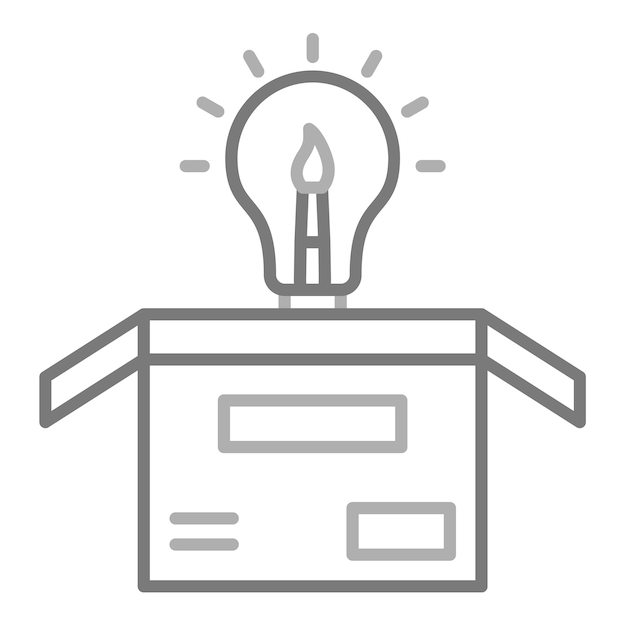 un dibujo blanco y gris de una bombilla con un fuego en ella