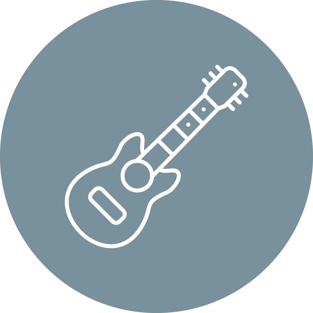 un dibujo blanco de una guitarra con un contorno blanco